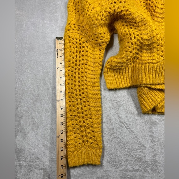 Madewell Windemere Pointelle Pullover Golden Sunset Mustard Yellow Sweater Small - Picture 8 of 16